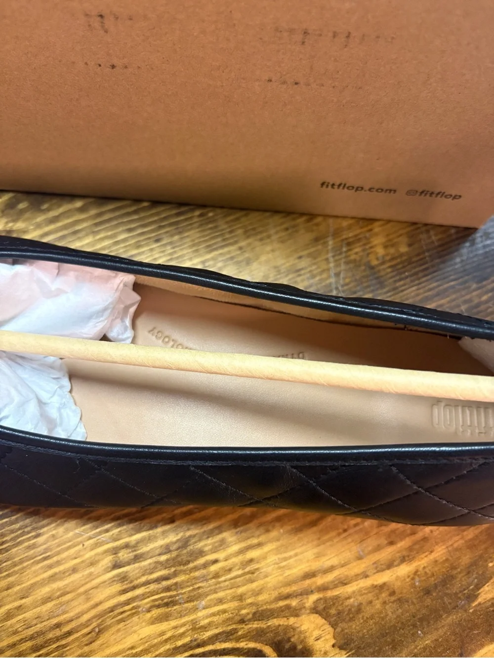 Fitflop Black Delicato Quilted Flats Size 10